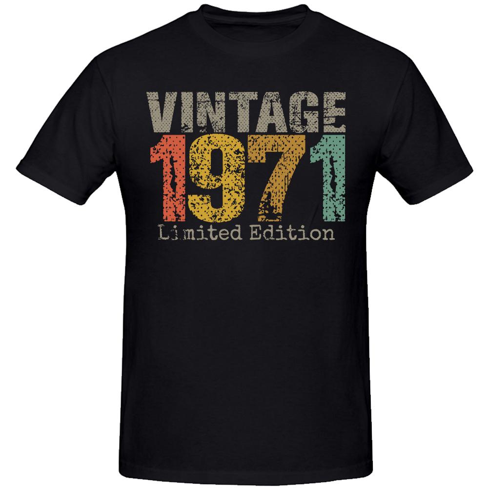 Men T-Shirts 52 Year Old Gifts Vintage 1971 Limited Edition 52th Birthday Funny Cotton Tees Sho