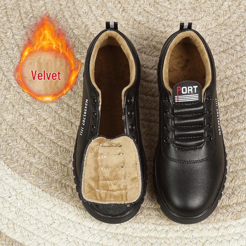 

Женские белые кожаные кроссовки на флисовой подкладке: Теплая зимняя мода - Мягкий верх и повседневный стиль для среднего и пожилого возраста. 36