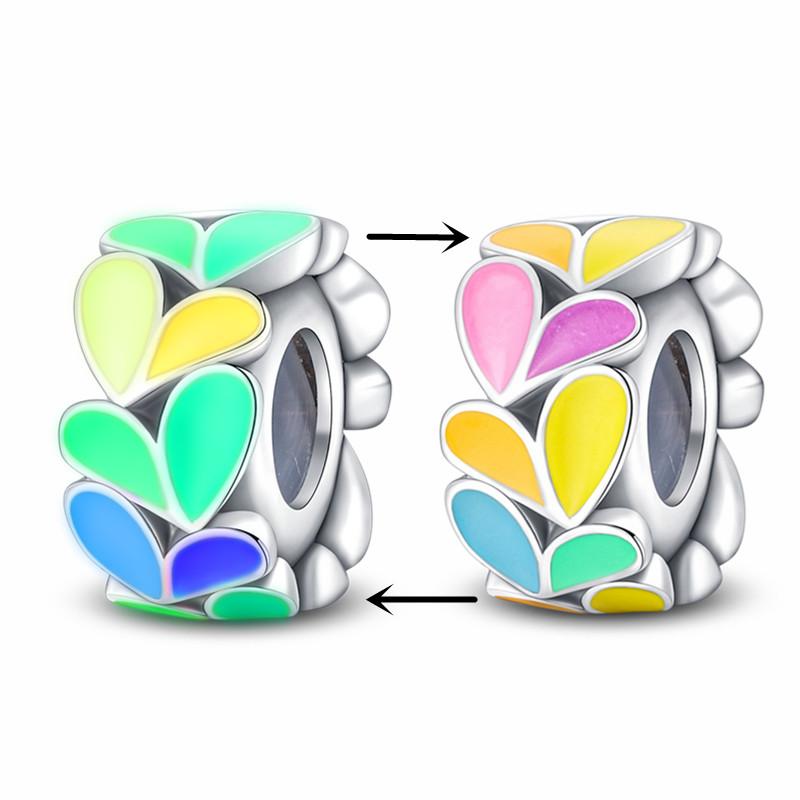 Glass Beads Copper Charm Fit Pan Original Bracelets Glow In The Dark Charms Glass Pendantdiy Jewelry