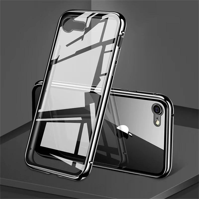 Deksler til iPhone 16E 16 E Magnetisk adsorpsjon Støtsikkert deksel til iPhone SE 4 13 SE4 15 16 Pro Max Full metallramme Dobbeltsidig herdet glassdeksel