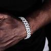 14mm Diamantový kubánský řetízek Zirkonový náramek: Evropský a americký hip-hopový styl, trendy pánský barový náramek