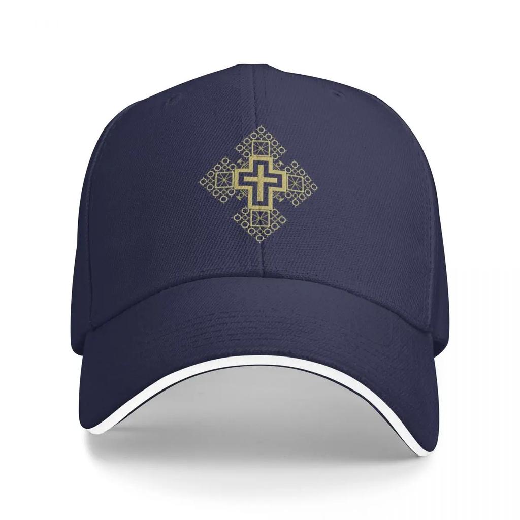 Ethiopian Orthodox Church Cross Pattern Illustration High Quality Vector Baseball Cap Cosplay Icon Womens Golf Clothing Unisexs