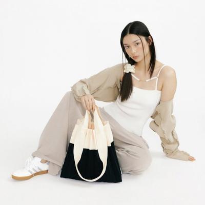 Two Way Shopper Bag White Black