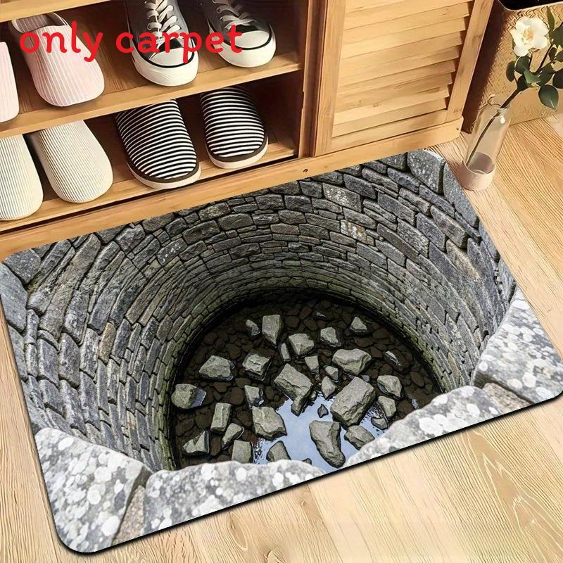 3d Waterfall Optical Illusion Floor Mat With Polyester Material For Home Entrance Use