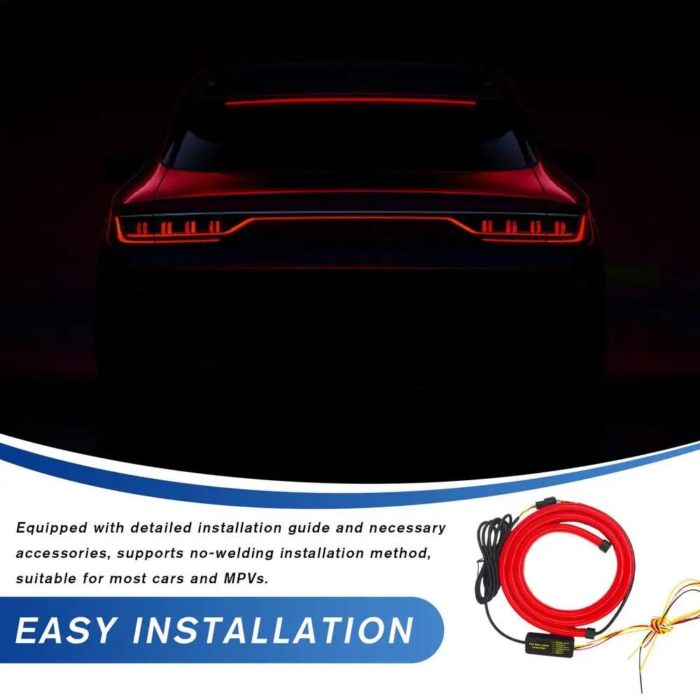 Car LED Brake LED Strip LightWaterproof Tailgate Strip Warning Strobe Emergency Flashing Driving Brake Turn Signal Lamp,100cm.