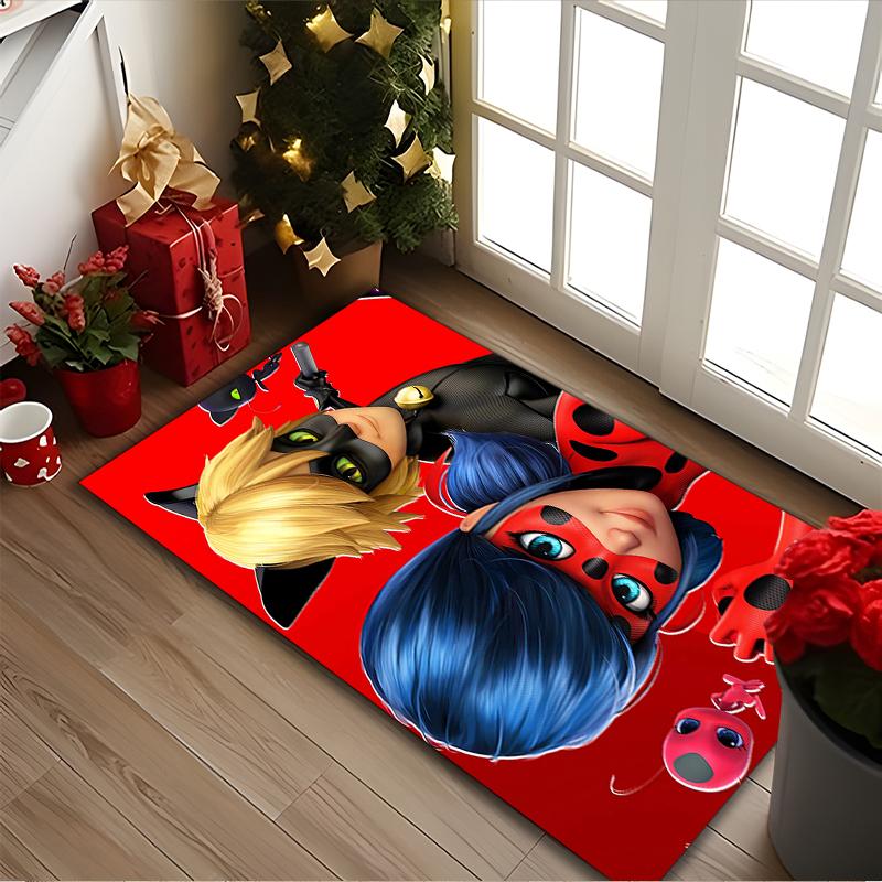 1pc Digital Printed Chair Rug for Home Office Use, Ladybug Carpet Appropriate for All Seasons, Soft Area Carpet