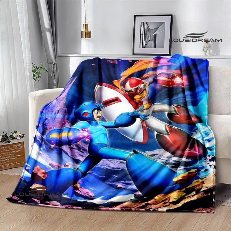 Rockman Game Cartoon Printed Blankets Warm Blanket Soft and Comfortable Home Travel Bed Blanket Picnic Blanket Birthday Gift