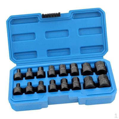 16 Pieces 3/8" Drive Hex Socket Bit Set Wrench Hexagon Sockets Heavy Duty Machinery Tool Kit