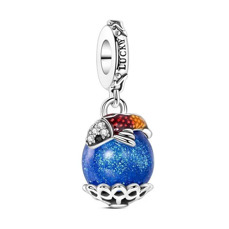 Authentic Copper Blue Charm Bead Charms Heart Butterfly Moon Flower Tree Cat Bead Charms for Necklaces Do It Yourself Bracelets Present Jewellery