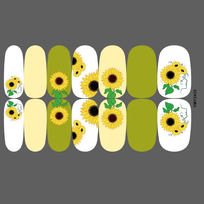 Sunflower Waterproof Nail Art Stickers - Full Cover Floral Series (YMY2414-2428)