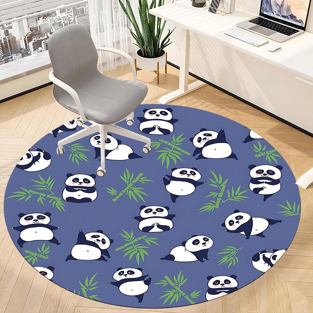 1pc Panda Bamboo Office Round Area Rug, Indoor Mat Suitable For Office, Under Office Chairs Bedroom Living Room Home Decor, Room Deco187