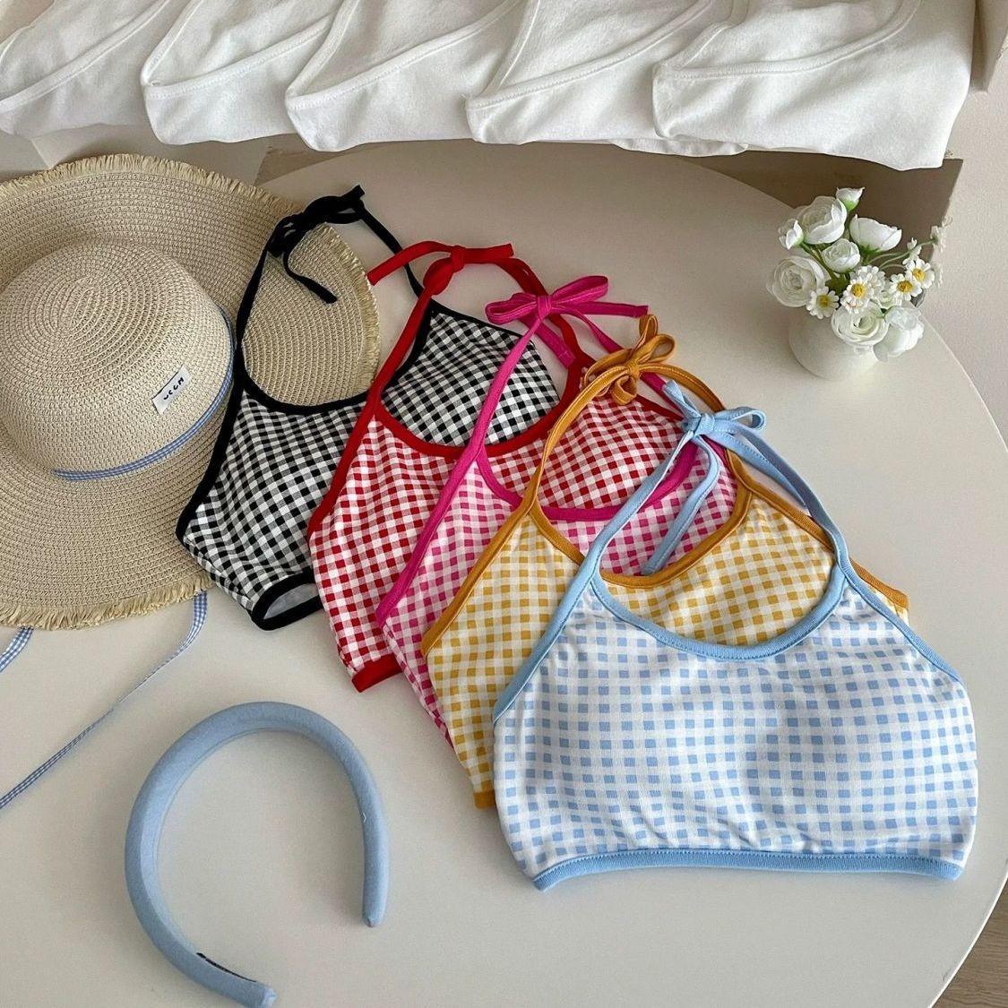 

Dopamine Sweet Girl Sun Protection Plaid Camisole & Long Sleeve T-shirt Set M (60-80 jin)