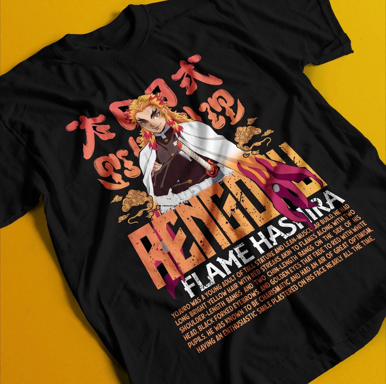 Demon Slayer Shirt Rengoku Kyojuro Tshirt Tanjiro TShirt Muzan Doma Wind Tee Summer Unisexs and Womens Tshirt Top S