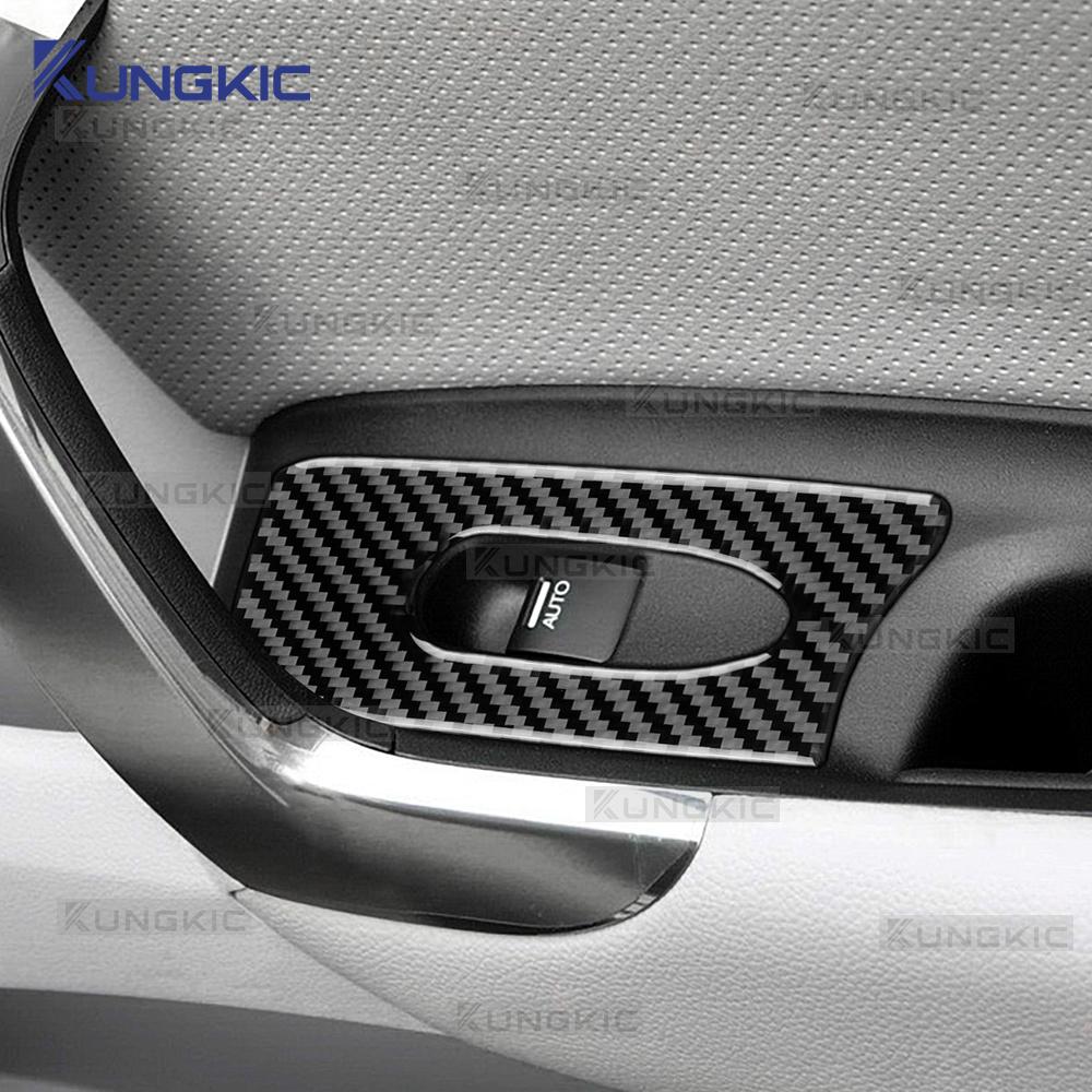 Sticker For Honda CRZ CR-Z ZF1 2010 2011 2012 2013 2014 2015 2016 LHD RHD Real Soft Carbon Fiber Car Window Lift Button Panel