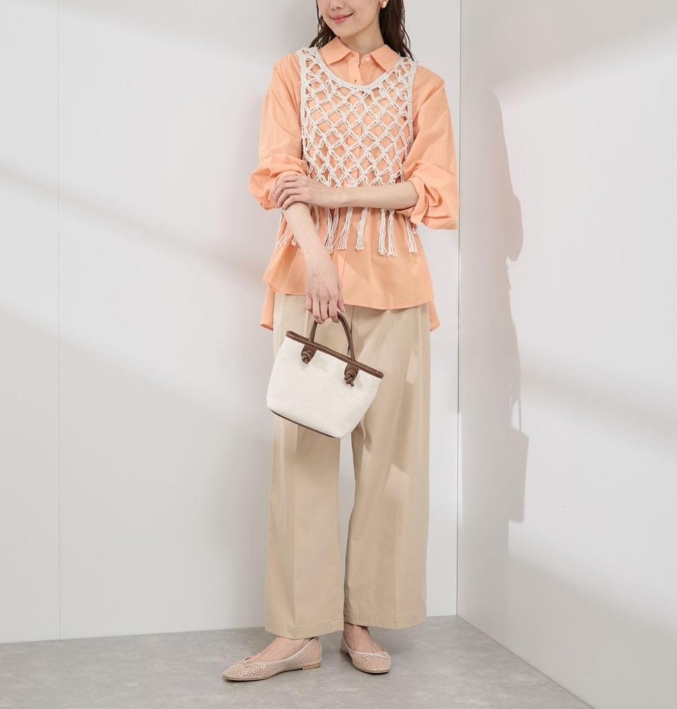 ROPE PICNIC Crocheted Bustier and Tank Top Natural Color Set, Women's, (16)