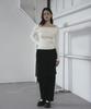 THE GREEN LAB Off-Shoulder Slim Ribbed Knit [Black]