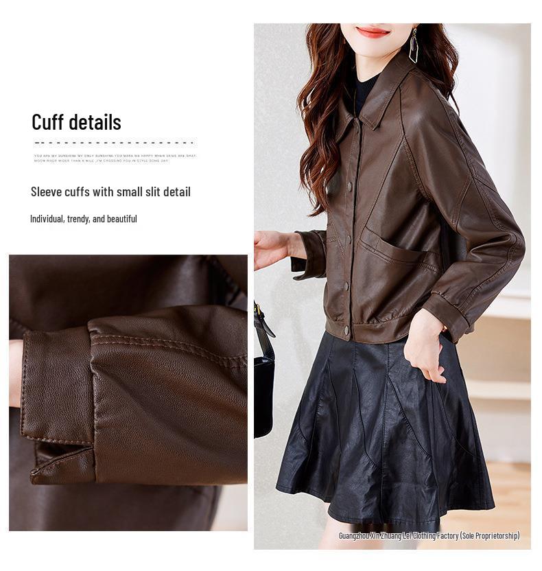 2025 Herbst/Winter Damen Trendige Kurze Schafslederjacke