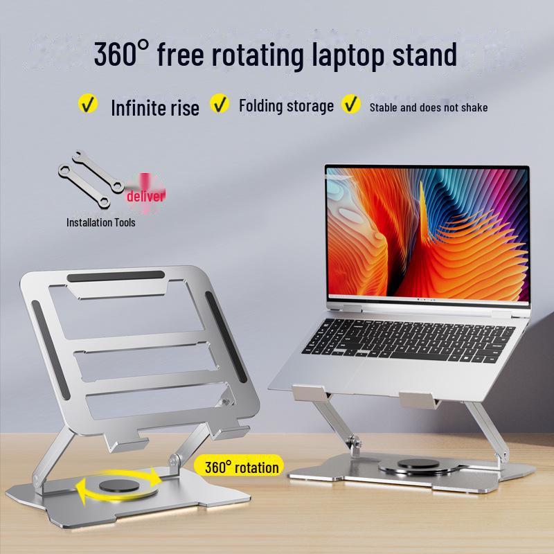 360° Rotatable Gaming Laptop Stand with Adjustable Height and Cooling Design