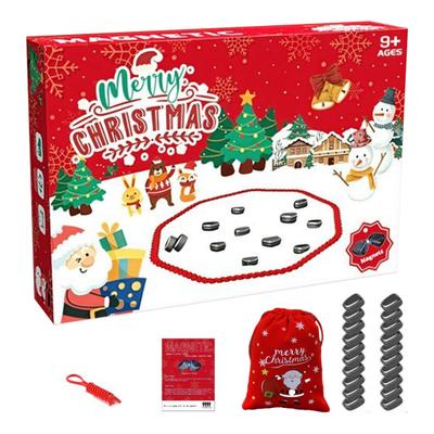Juego de Ajedrez Magnético Navideño de 1/2 Juegos con Cuerda Entrenamiento de Pensamiento Lógico Juguete Educativo de Piedra Magnética 2-4 Jugadores Juego de Estrategia de Rompecabezas Interactivo
