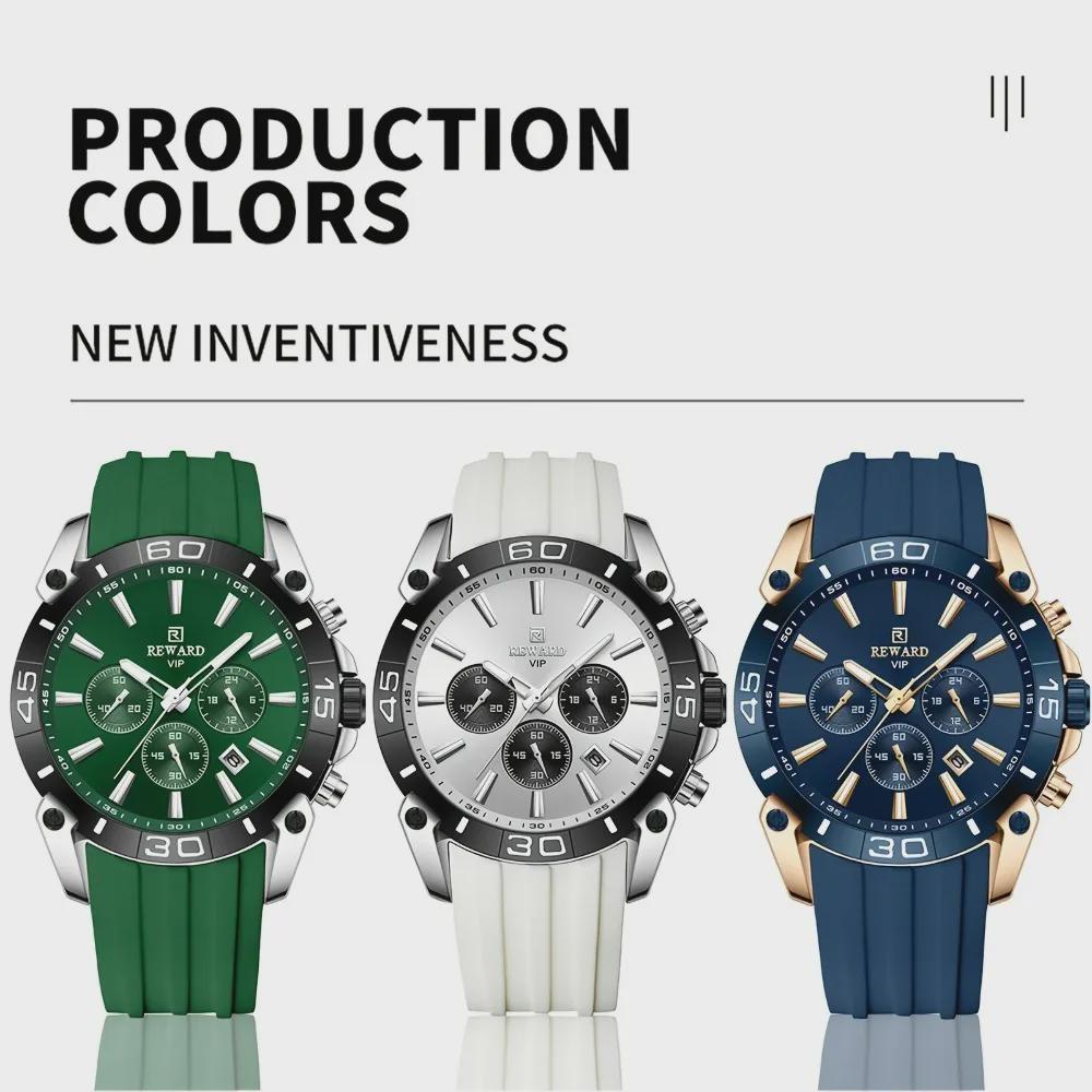 Men Silicone Quartz Mens Watch Multi Functional Waterproof Luminous Calendar Chronograph Watches