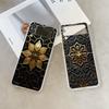 Aesthetic Vintage Golden Flower Pattern Phone Case for Samsung Galaxy Z Flip 7 Flip6 5 4 3 Folding Cover for Z Flip7 Flip5 Shell