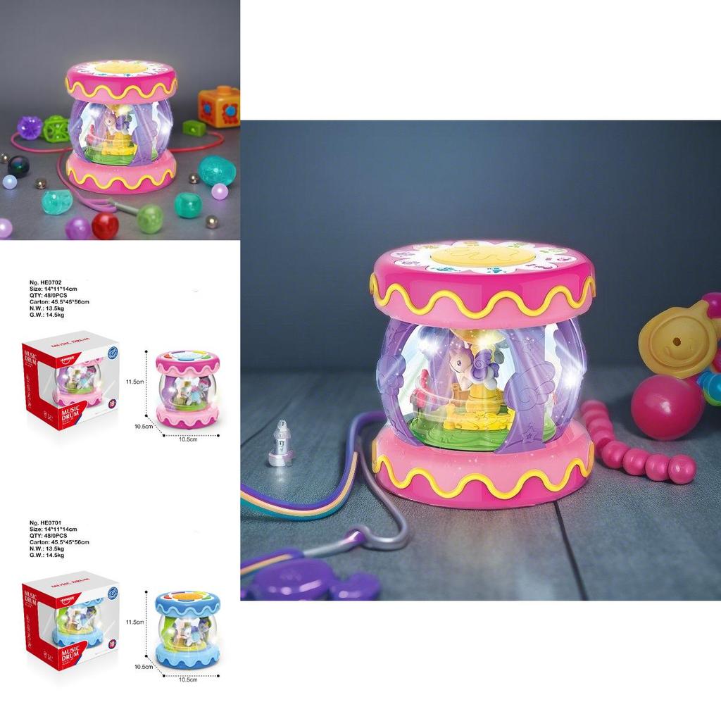 Giocattolo Percussioni Manuali Unicorno per Bambini con Musica e Luci per l'Apprendimento Precoce e lo Sviluppo Sensoriale