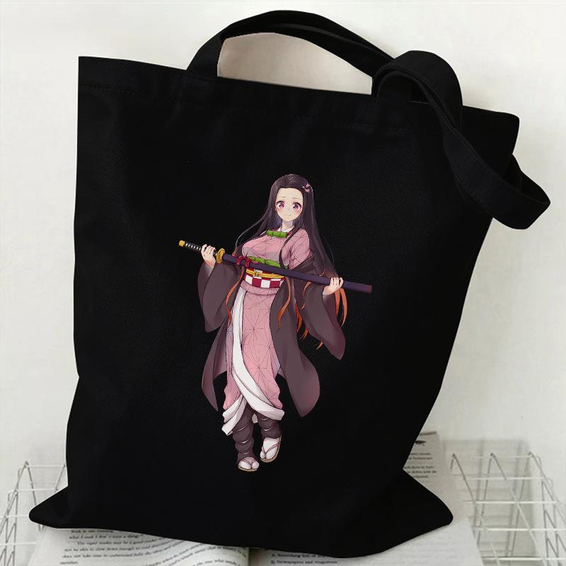 Japan cartoon comics Nezuko Kamado Demon Slayer Printed Canvas Bag Student Shoulder Bag Tote Bag 7550
