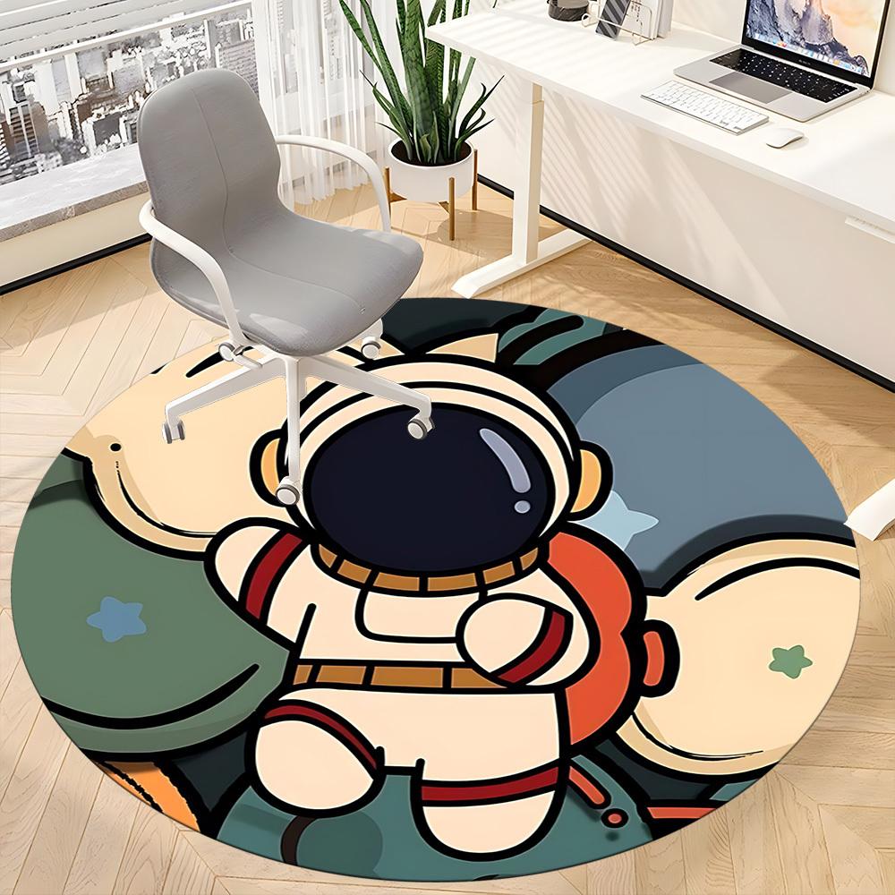 1pc Astronaut Space Office Round Area Rug, Under Office Chairs Bedroom Living Room Home Decor, Room Deco