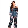 Plus Size Womens Ice Silk Robe Set Long Sleeve V-Neck Lightweight Sleepwear Lounge Wear Home Hotel Winter