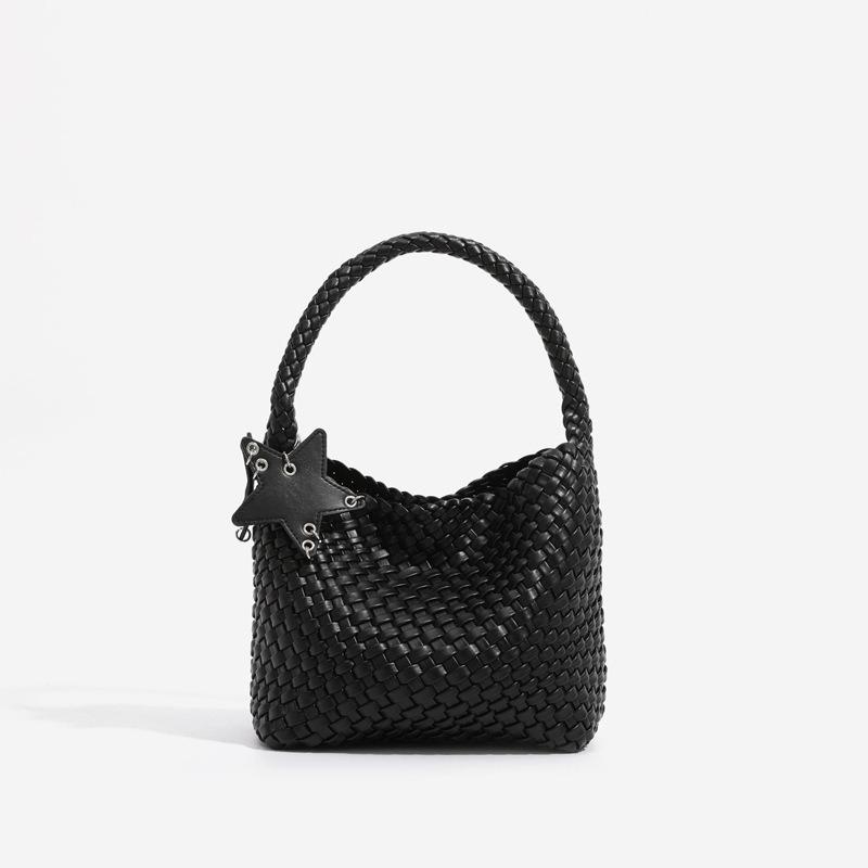 Pure Hand-woven Bucket Bag, Vegetable Basket Bag, Women's High-end Single Shoulder Underarm Bag, Fashion Handbag, Small Tote Bag.