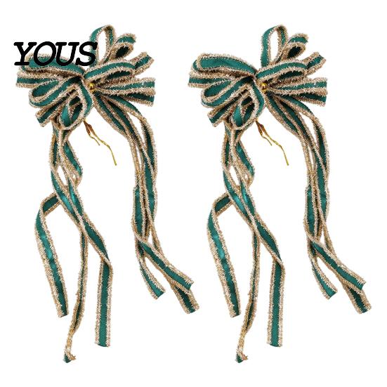 Hanging Bows for Christmas Trees 2 Pcs Velvet Bows, Shiny Bow Tree Decoration Holiday Gift Wrapping Wreath, Garland, Xmas Party, Wedding, Baby Shower,
