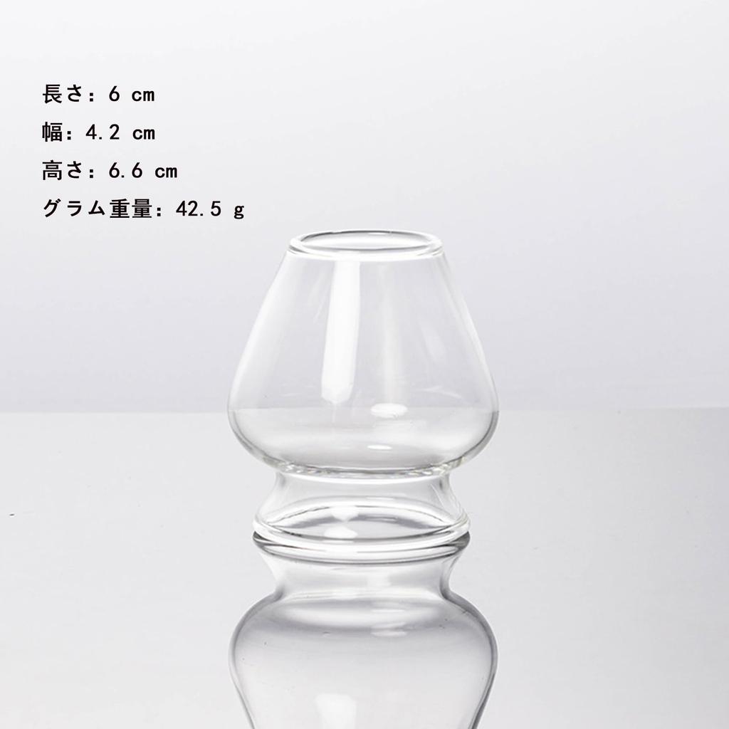 Minimood Tea Whisk Holder, ClearPink, Glass, 6.6cm H X 4.2cm W X 6cm L, Matcha Utensils, Tea Ceremony Accessory (Transparent)