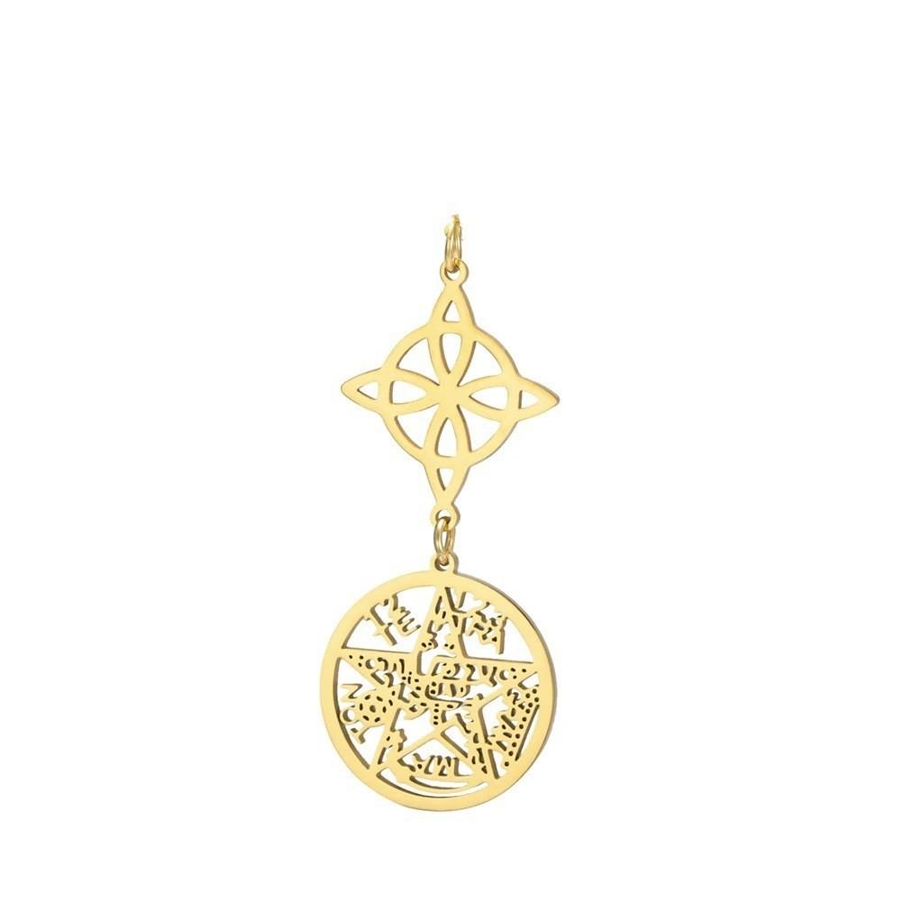 Collana Ciondolo Stella a Cinque Punte Svuotata a Forma di S con Doppio Foro Design Versatile Nodo Miko Gioielli