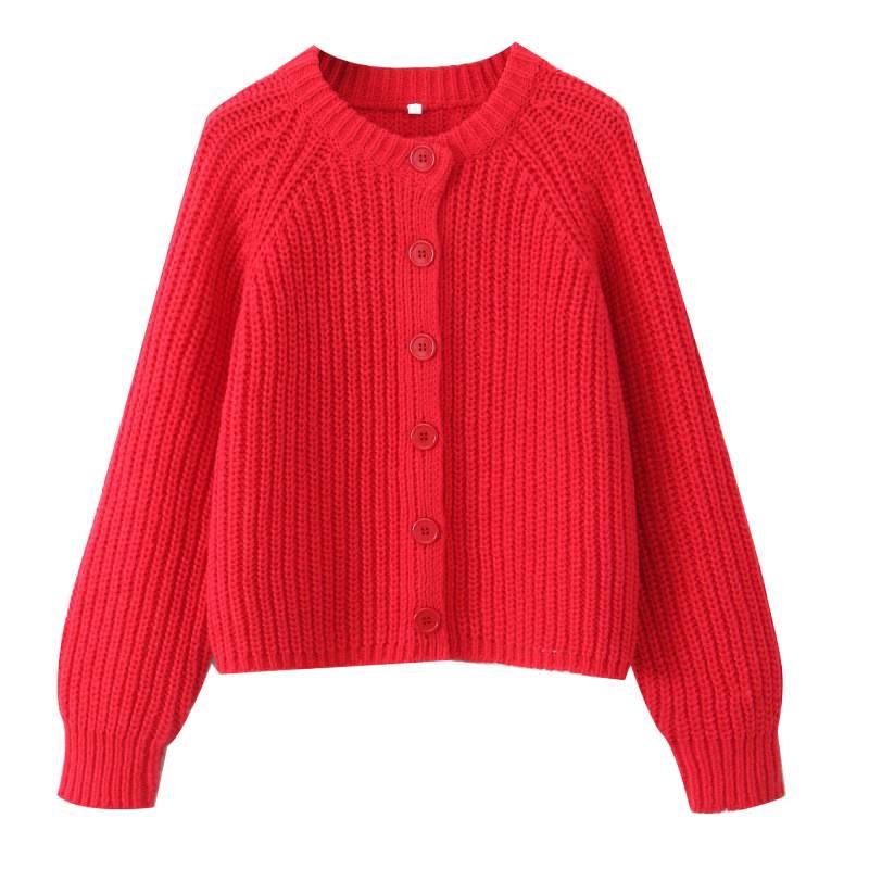 2025 Autumn Women's Long Sleeve Knit Cardigan Sweater Top - European & American Style