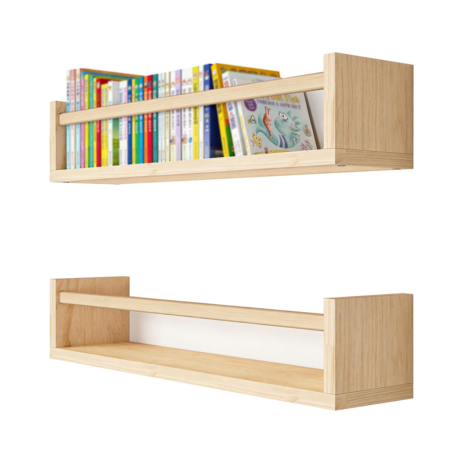 Masīvkoka pie sienas stiprināms plaukts, 2