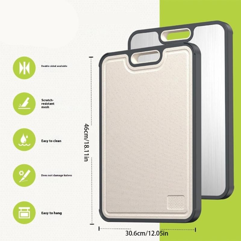 Titaniums Chopping Board With Natural Wheat Straw Surfaces Double Side Kitchen Cutting Board For Safe Food Preparation