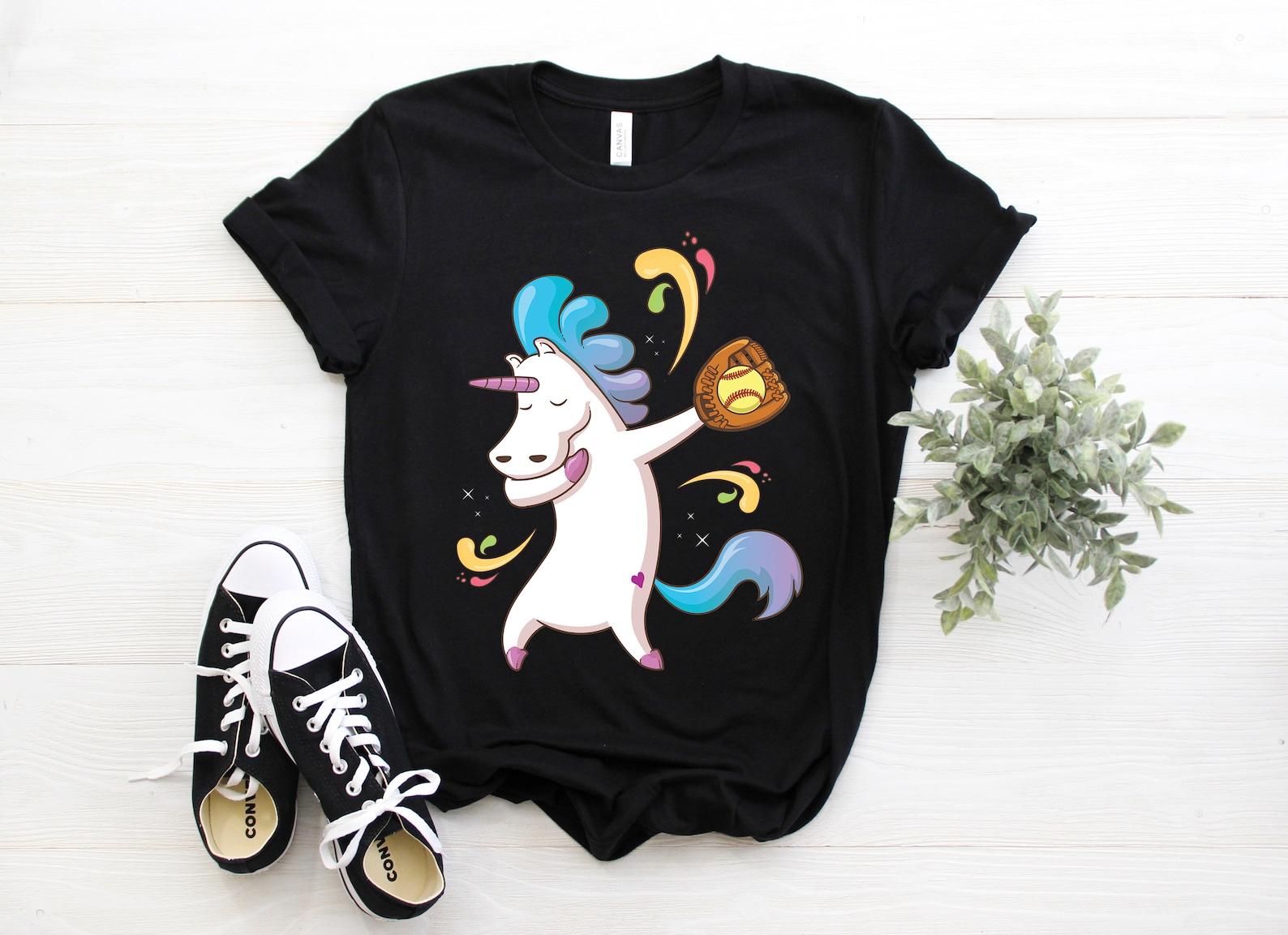 Softball Unicorn T-Shirt, Softball Gifts, Softball Birthday Present, Girls Softball Tee, Youth TShirts, Funny Softball, For Girls, For Kids, 100