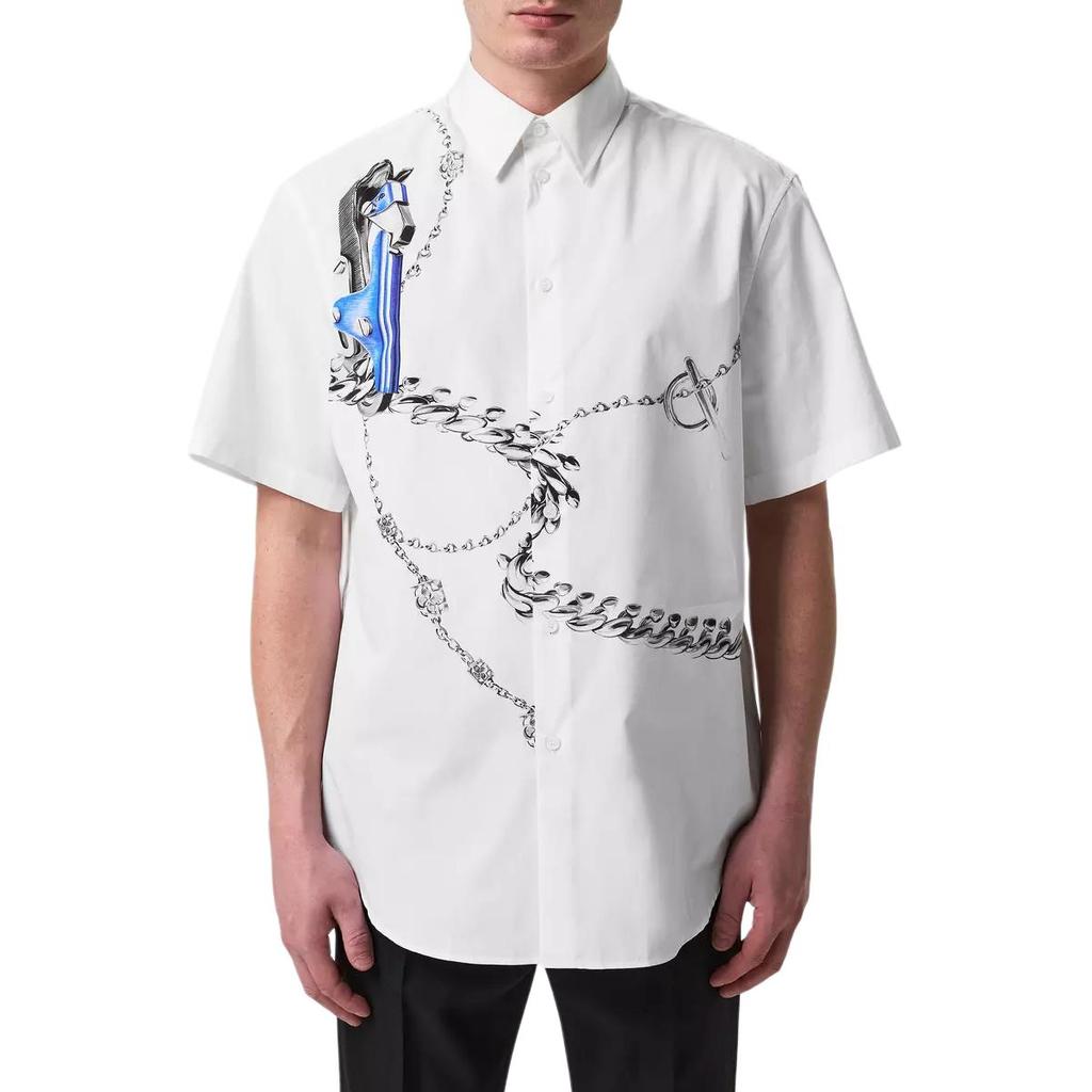 Burberry Shirts Men's White Lapel Moderate Straight Fit 80890801