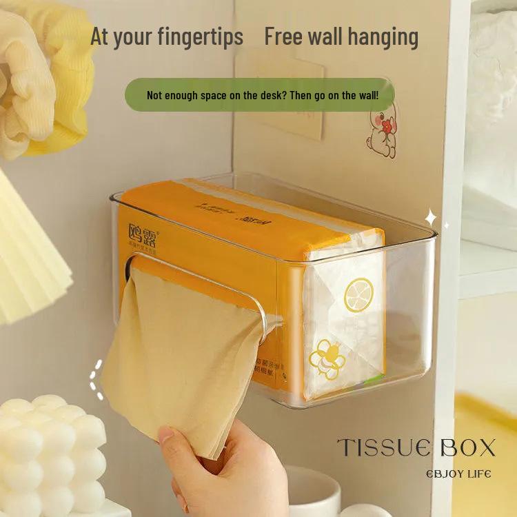 Japanese Acrylic Wall-Mounted Tissue and Towel Storage Box: Punch-Free Transparent Bathroom Napkin Holder