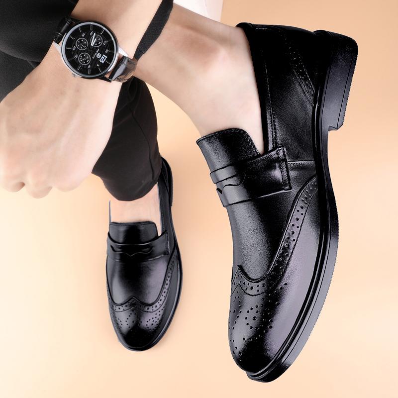 Herrskor i äkta läder Klassisk Gentleman Minimalistisk Stil Formell Kvällsfest Vardagskontor Högkvalitativa Svarta Bruna skor