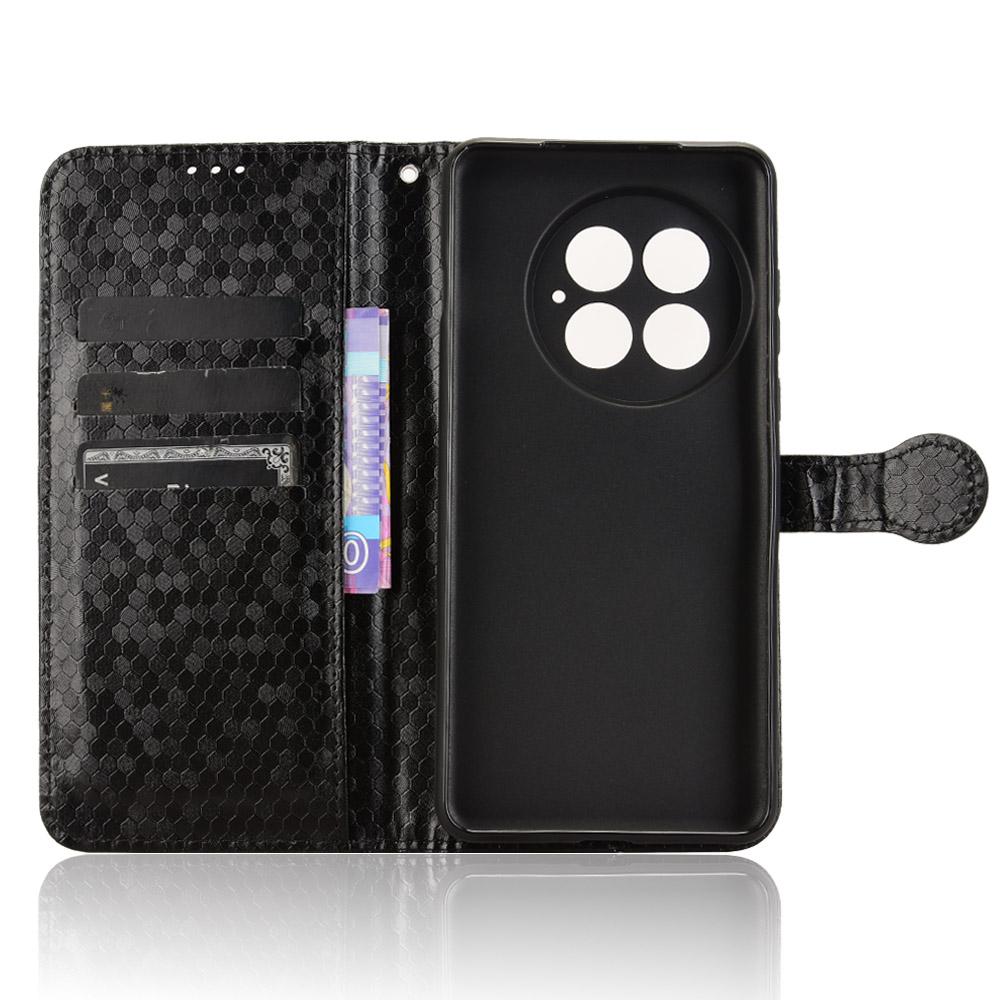 

For OnePlus 13 Wallet Case Dot Pattern Imprint PU Leather Phone Cover Silver