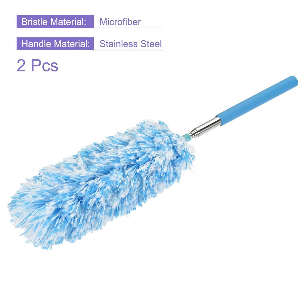 uxcell Microfiber Duster Telescopic Dusting Brush for High Ceilings Windows Furniture Computer Keyboard Home Office Blue 2pcs