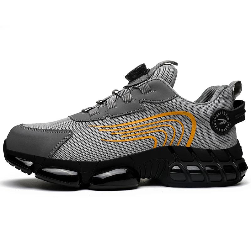 

Fashion Rotary Buckle Security Boots for Men Work Sneakers Women Boots Breathable Steel Toe Shoes Safety Puncture-Proof Mens Shoes 48