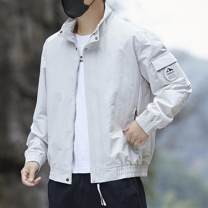 Men's Simple and Versatile Stand Up Collar Casual Workwear Jacket for Men