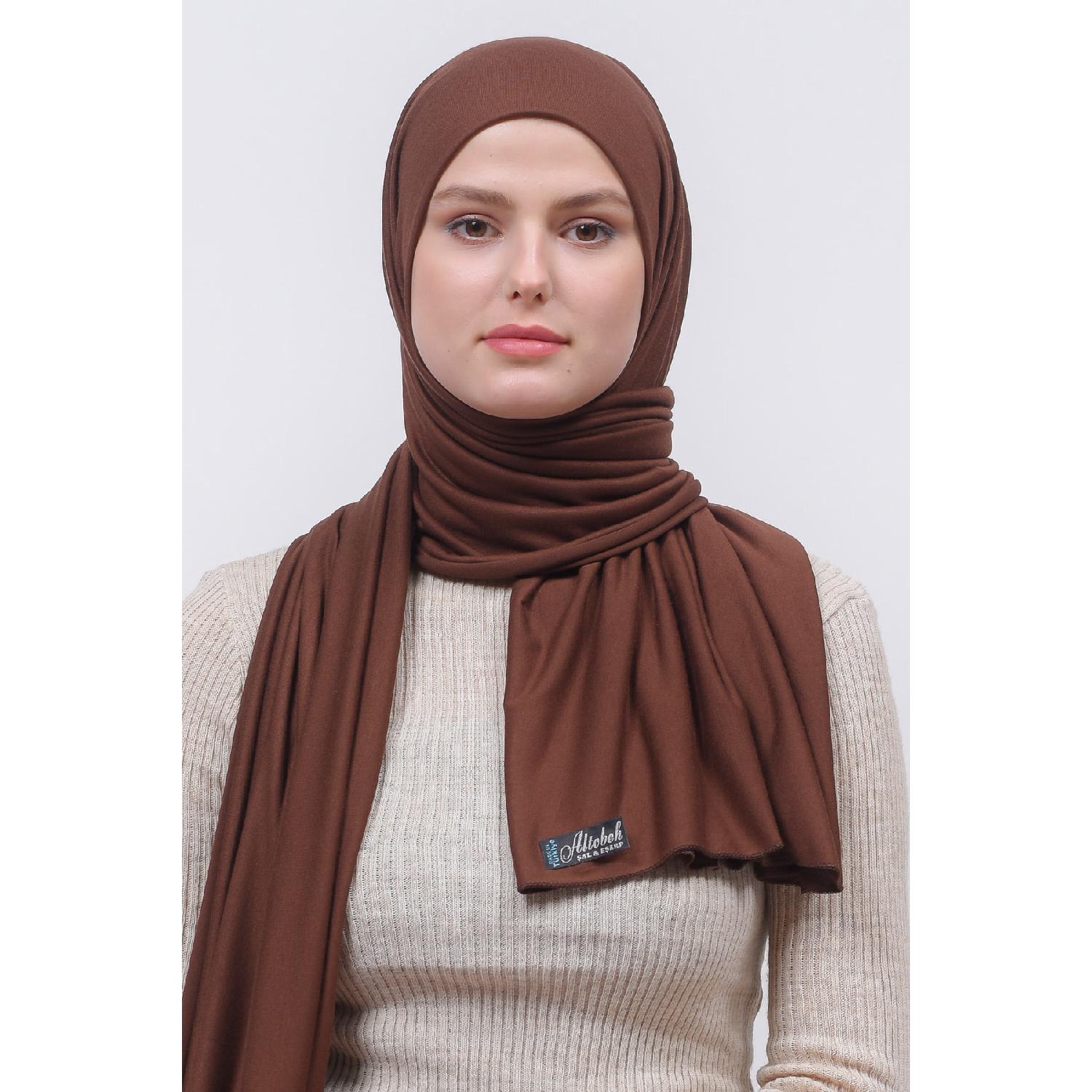 

Шаль из чесаного хлопка под хиджаб однотонно-шоколадного цвета