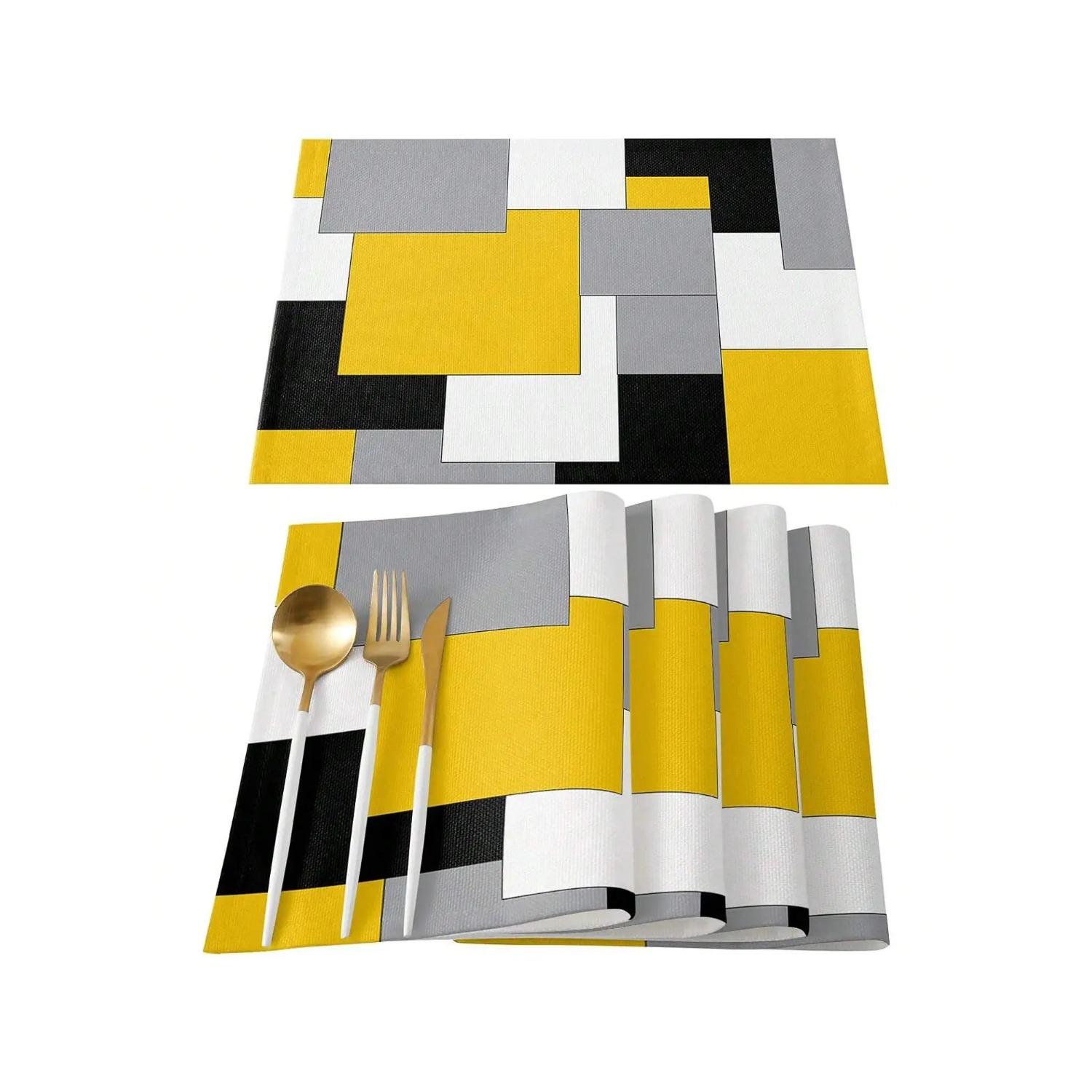 

4/6/8 шт. черно-серые подставки под приборы, теплоизолированные, нескользящие, современные, абстрактные, геометрические, для декора свадебных, праздничных вечеринок 6PC-32x42cm