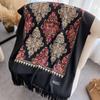 Winter Warm Cashmere Scarf for Women Floral Embroidery Pashmina Blanket Thick Shawl Wrap Neckerchief Elegant Lady Poncho Bufanda