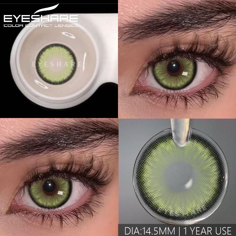 Eyeshare 1pair Blue Color Contact Lenses for Eyes Blue Colorcon Lenses Cosmetics Green Colored Lenses Cosmetic Eye Lens Yearly Use
