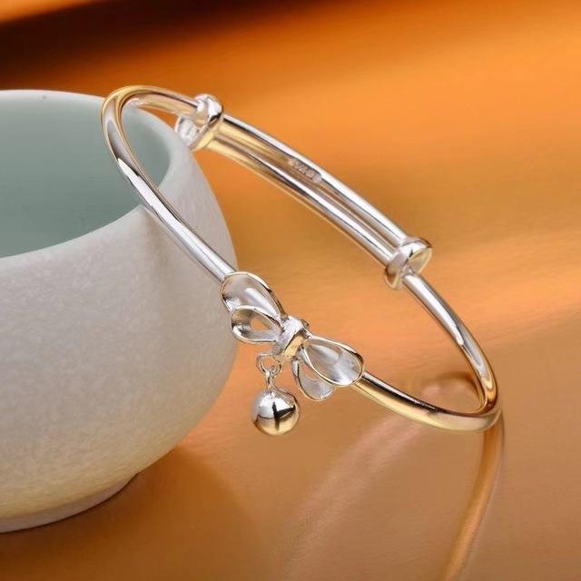 New Korean Fashion 925 Sterling Silver Lucky Beads Bangles For Women Bracelets Luxury Designer Party Wedding Jewelry Gifts