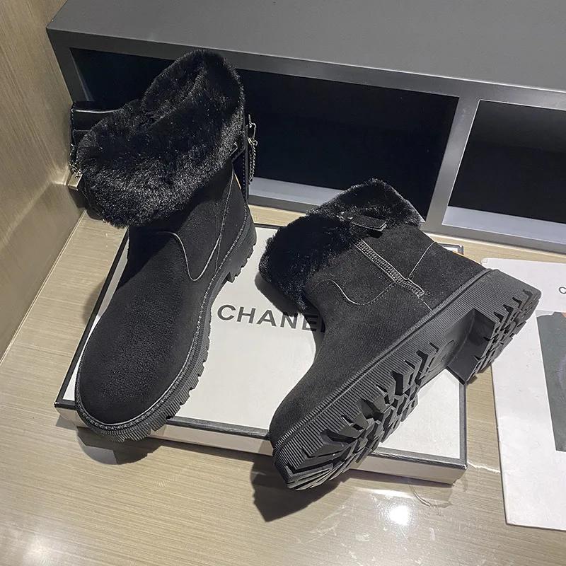Plush Short Boots Women New European American Fashion Warm Comfortable Cotton Shoes Outdoor Travel Leisure Snow Boots 2024